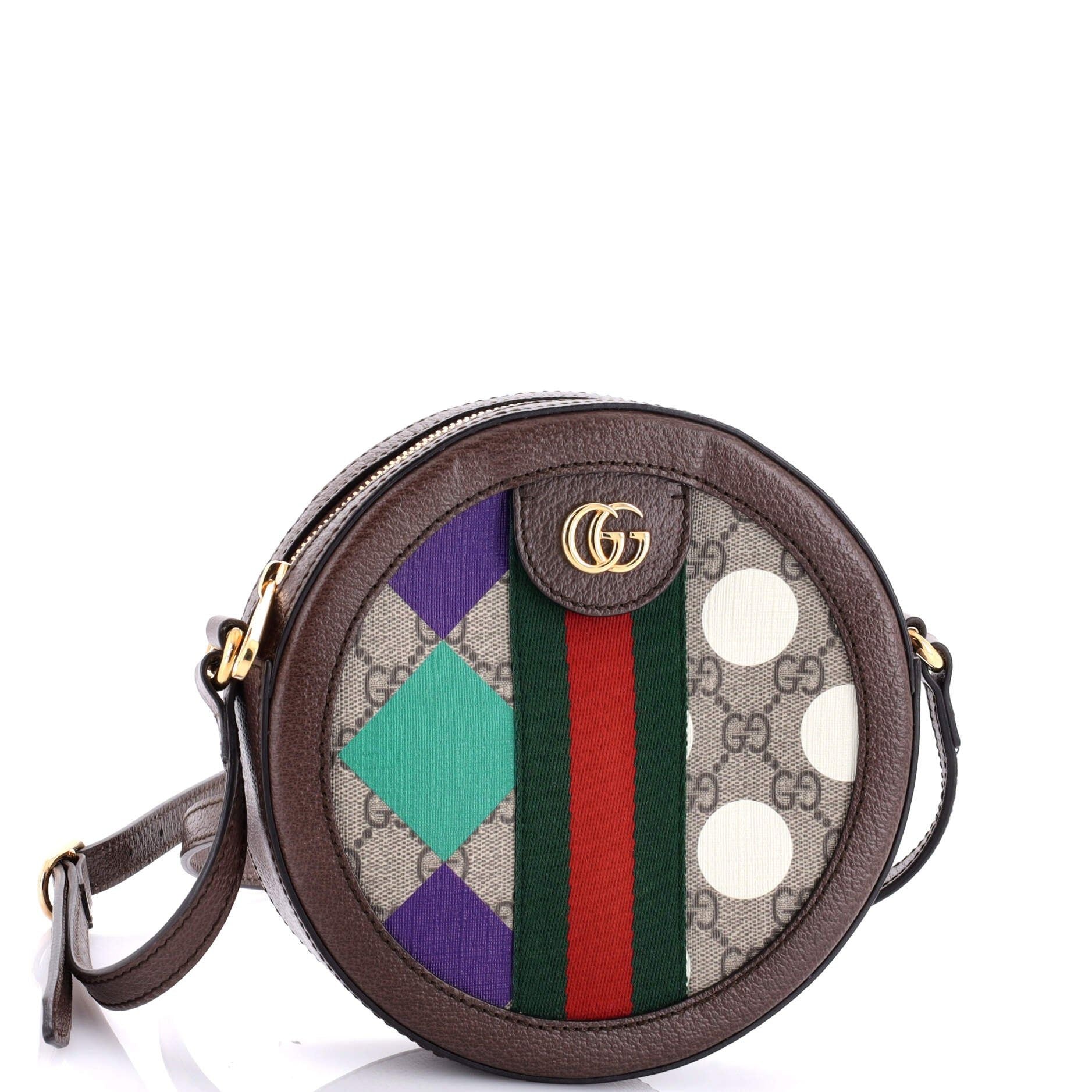 Gucci Ophidia Round Shoulder Bag Printed Gg Coated Canvas Mini