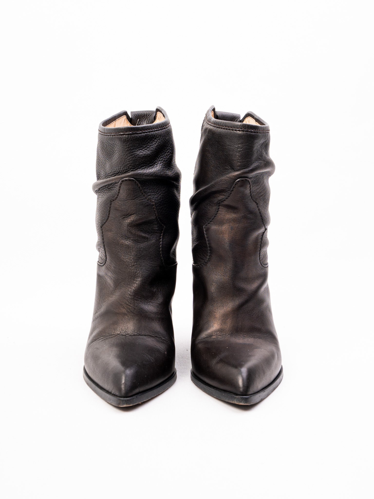 Excellent Gianmarco Lorenzi Black Leather Wedge Ankle Boots