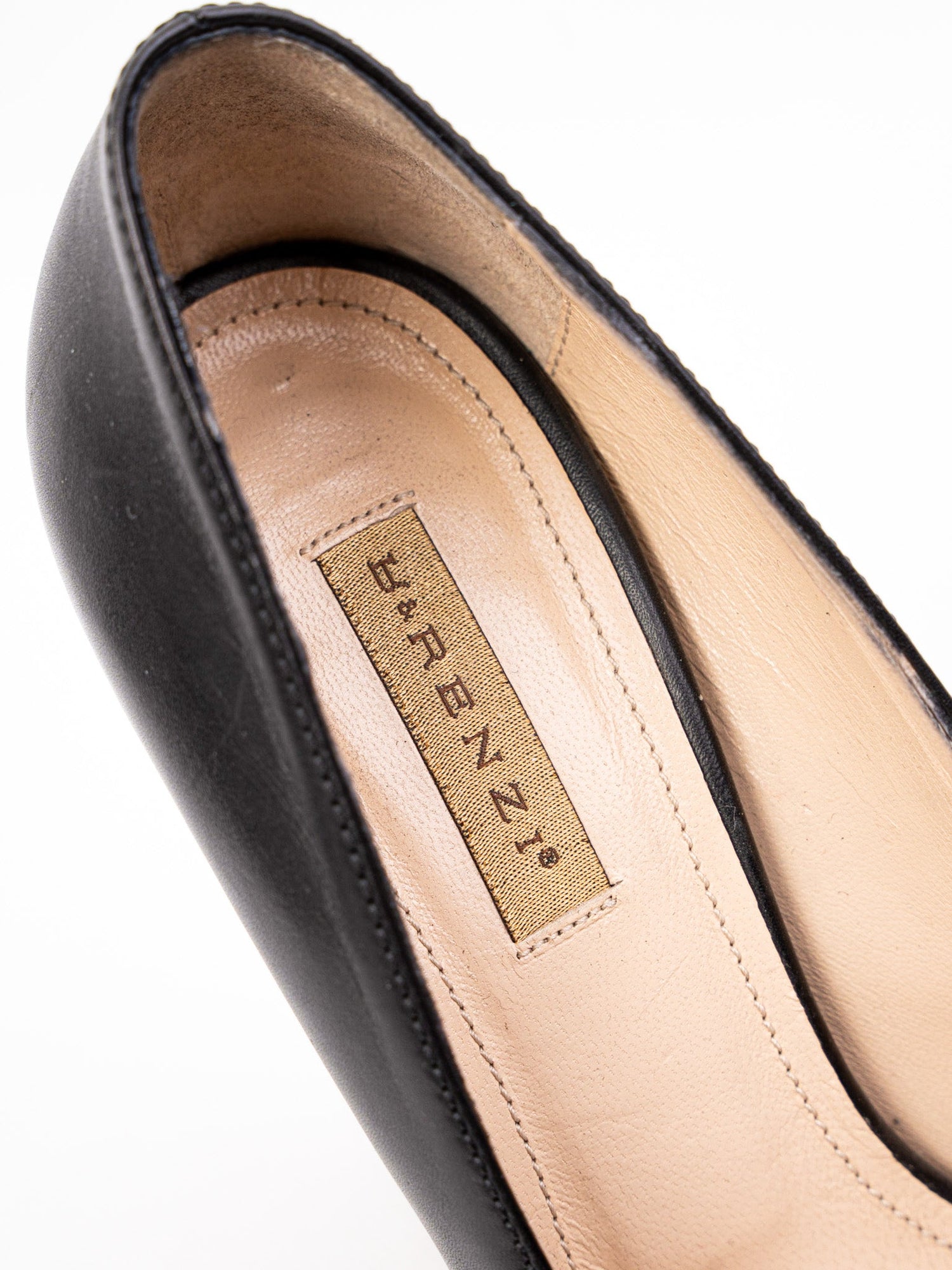 Perfect R&amp;Renzi Black Leather High-Heeled Shoes Size 36