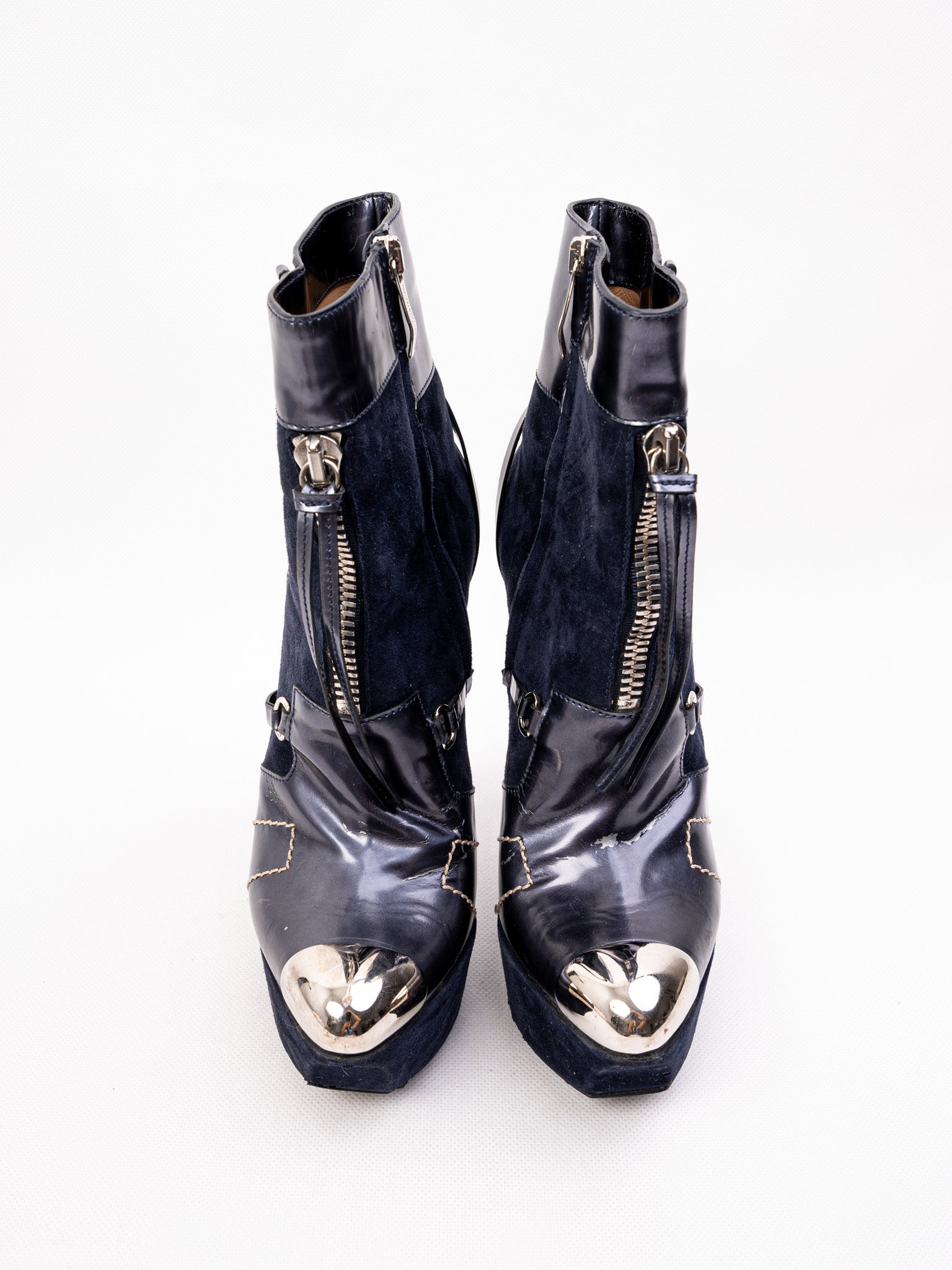 Excellent Gianmarco Lorenzi High-Heeled Leather Ankle Boots Size 36