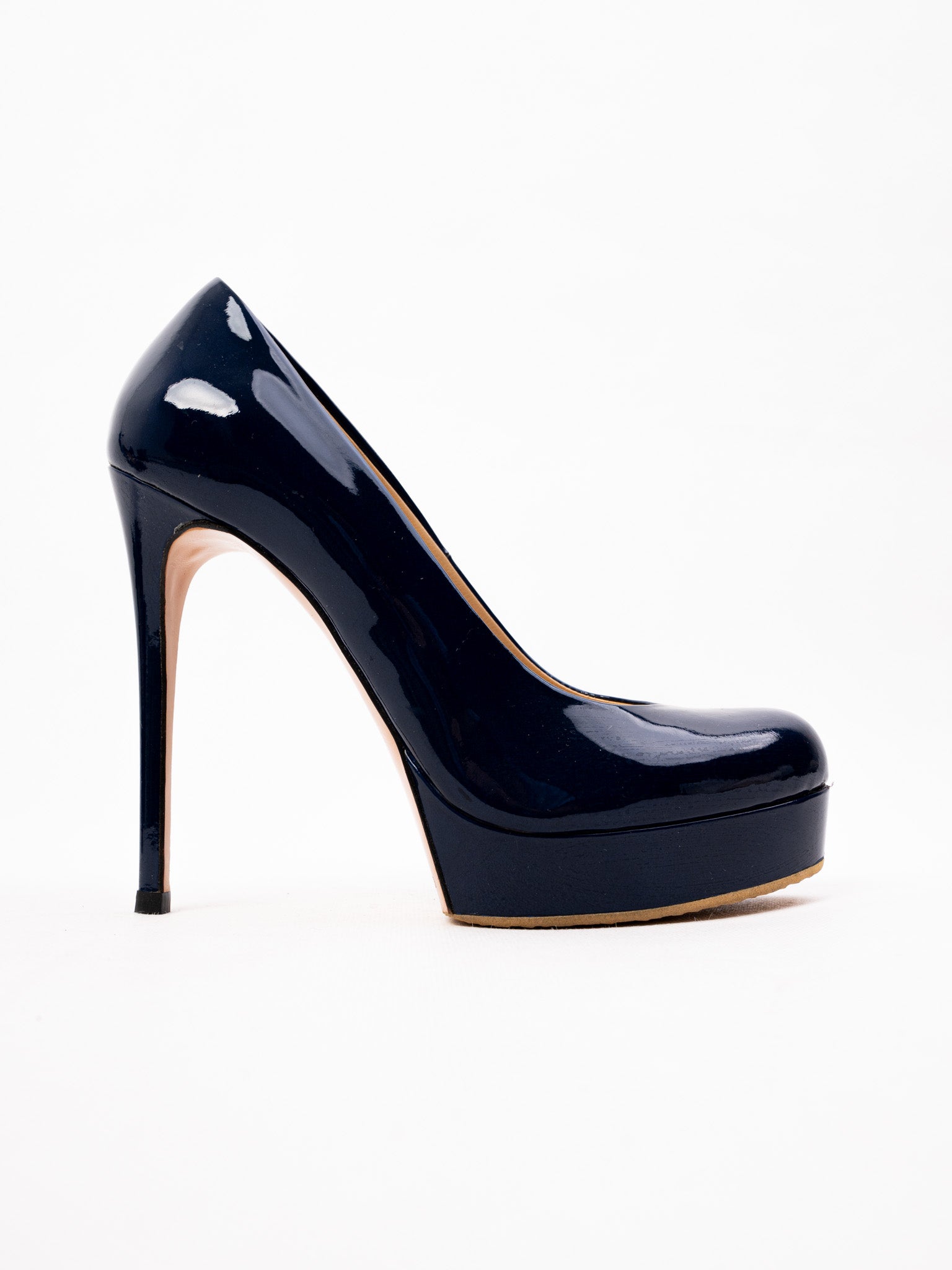 Excellent Gianmarco Lorenzi Blue Patent Leather Heels Size 36