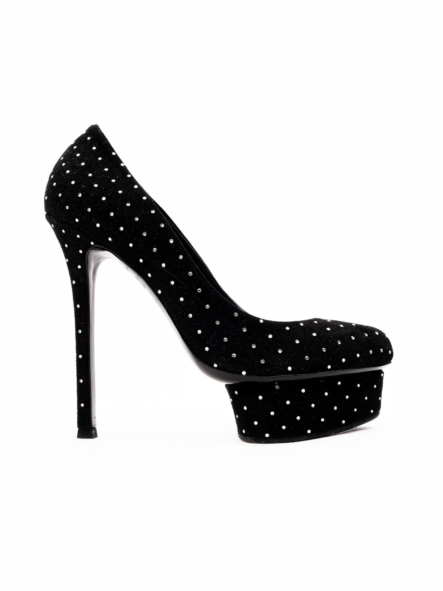 Perfect Lesilla Black Polka Dot High-Heeled Platform Shoes Size 36