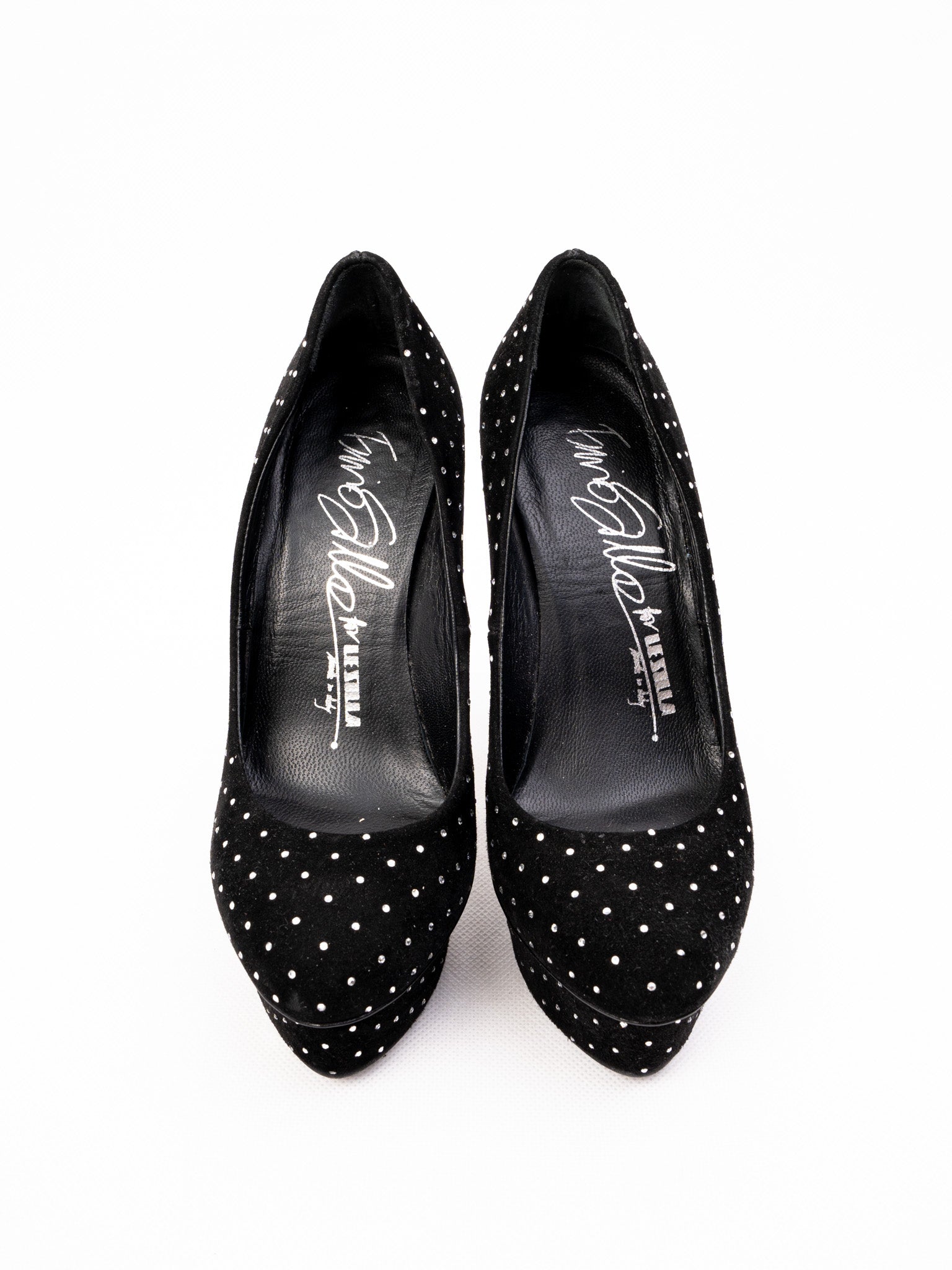 Perfect Lesilla Black Polka Dot High-Heeled Platform Shoes Size 36
