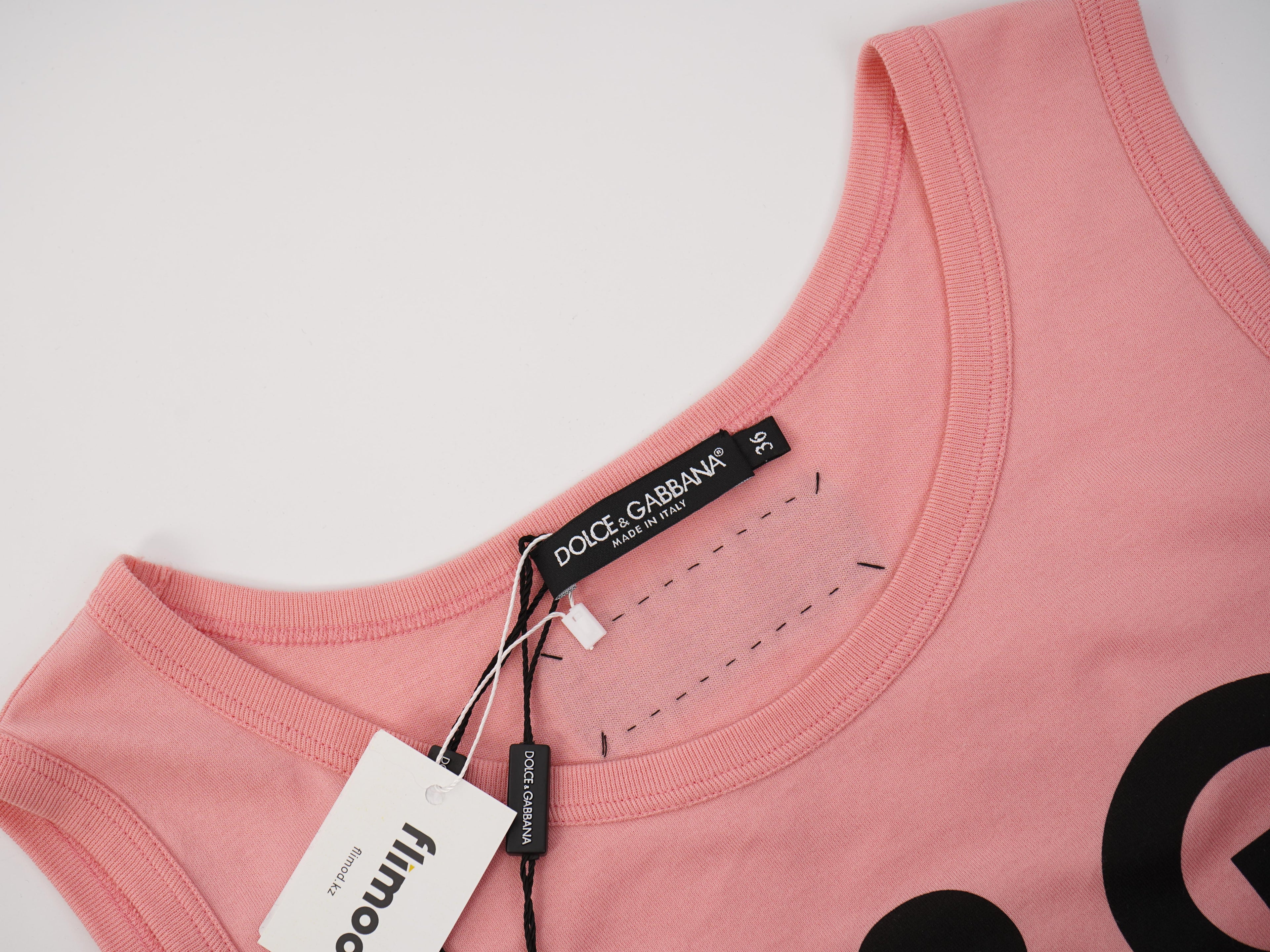 NEW Dolce Gabbana Pink Cotton Top XXS &