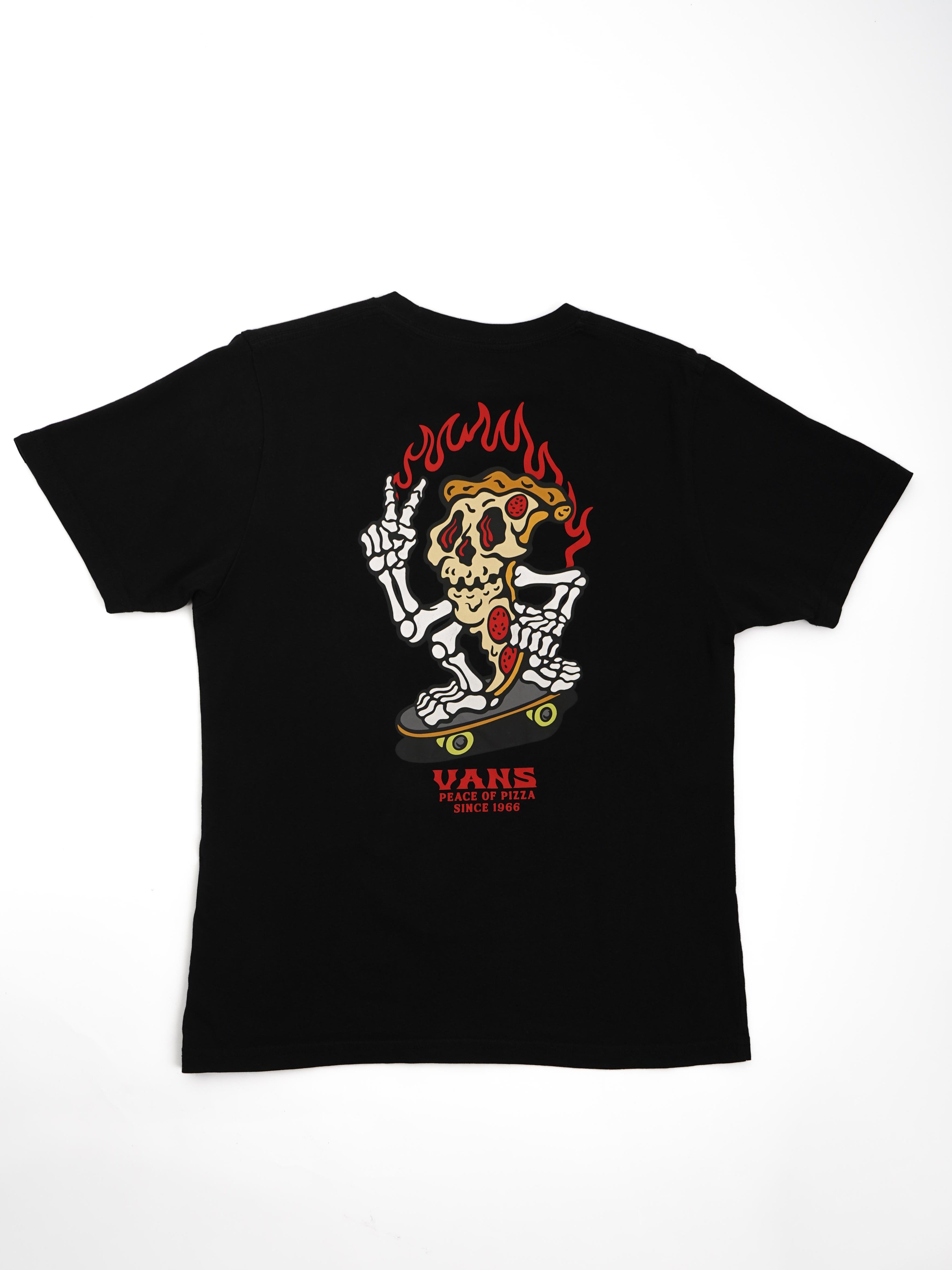 Excellent Vans Kids T-shirt Black Size 14 Off The Wall Pizzeria