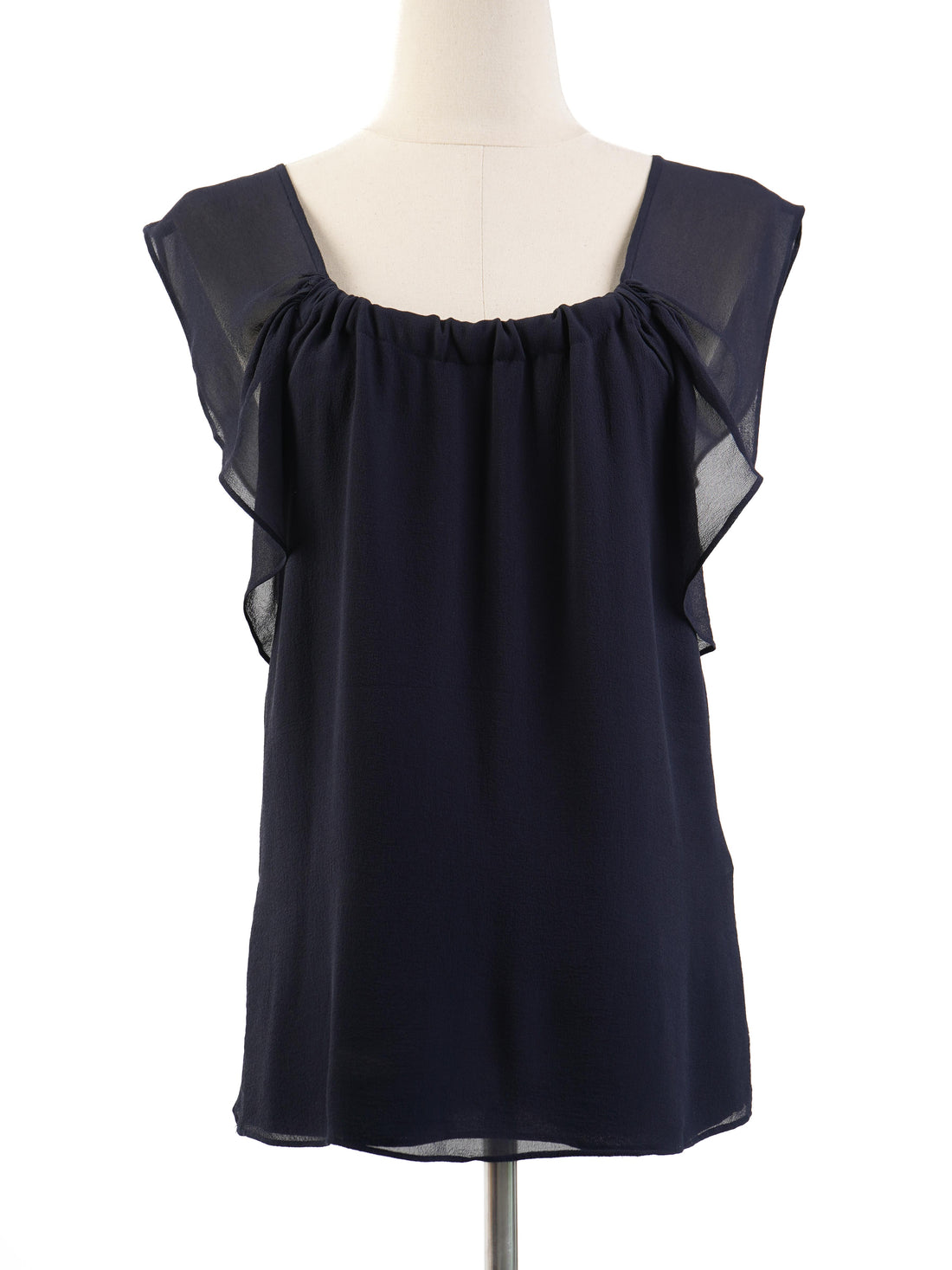 Excellent Armani Exchange Blue Silk Blouse Size S with Ruffles