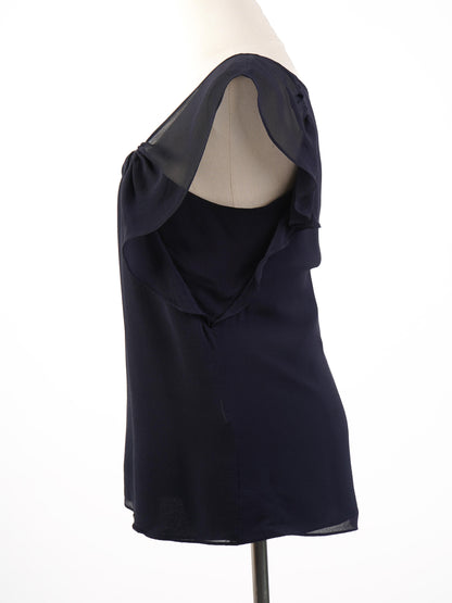 Excellent Armani Exchange Blue Silk Blouse Size S with Ruffles