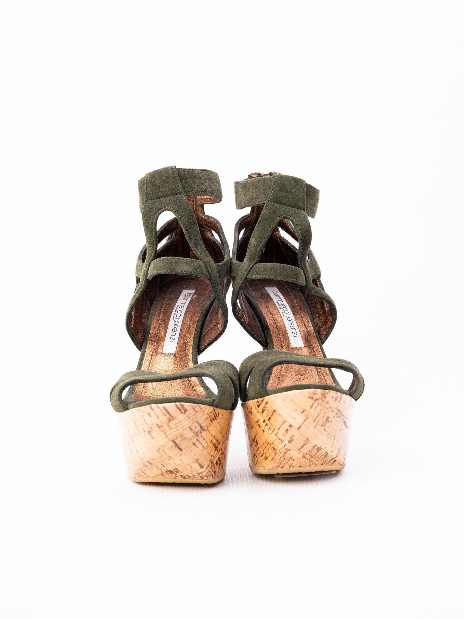 Perfect Gianmarco Lorenzi Green Genuine Suede High-Heeled Sandals Size 36.5