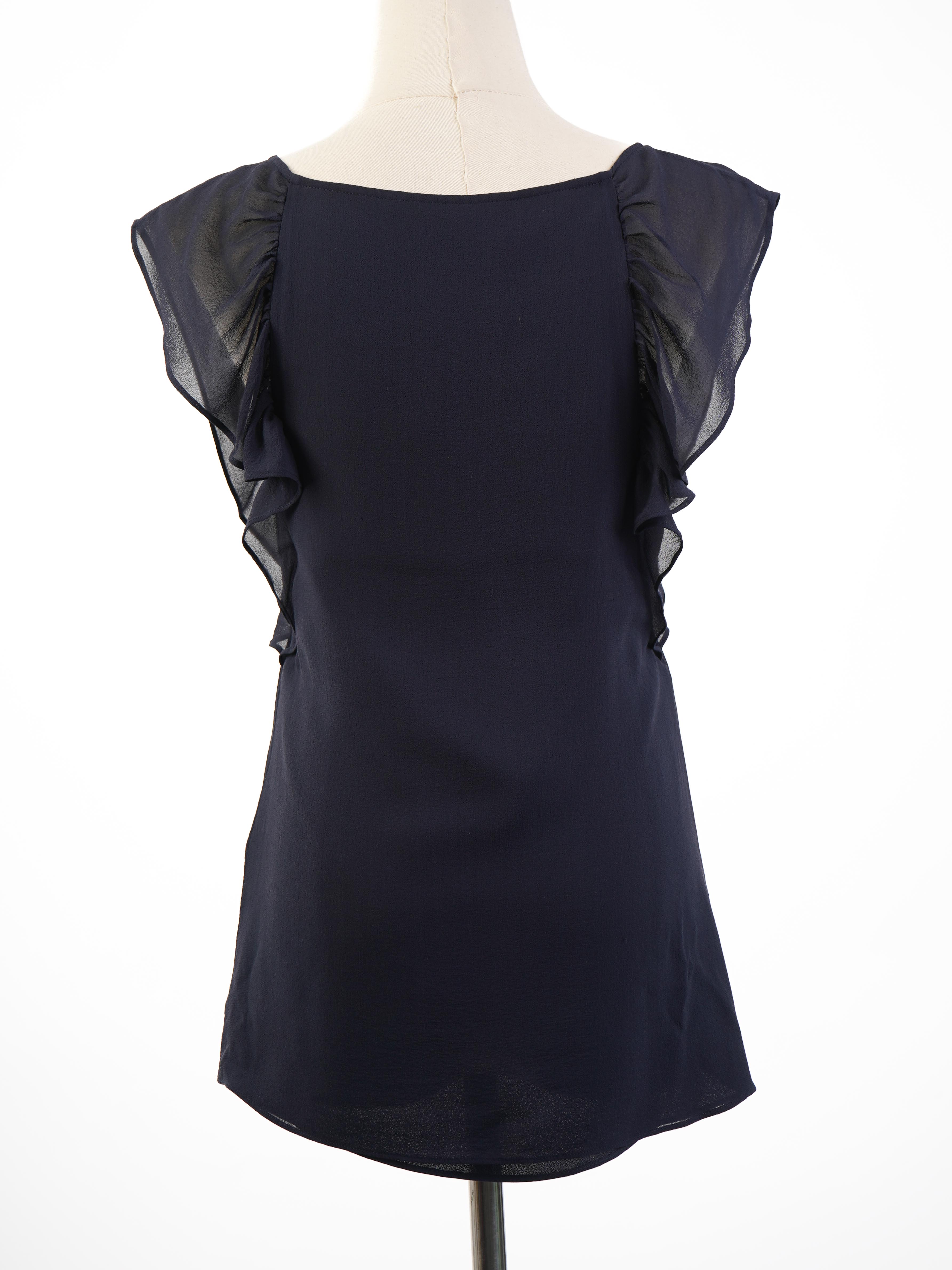 Excellent Armani Exchange Blue Silk Blouse Size S with Ruffles