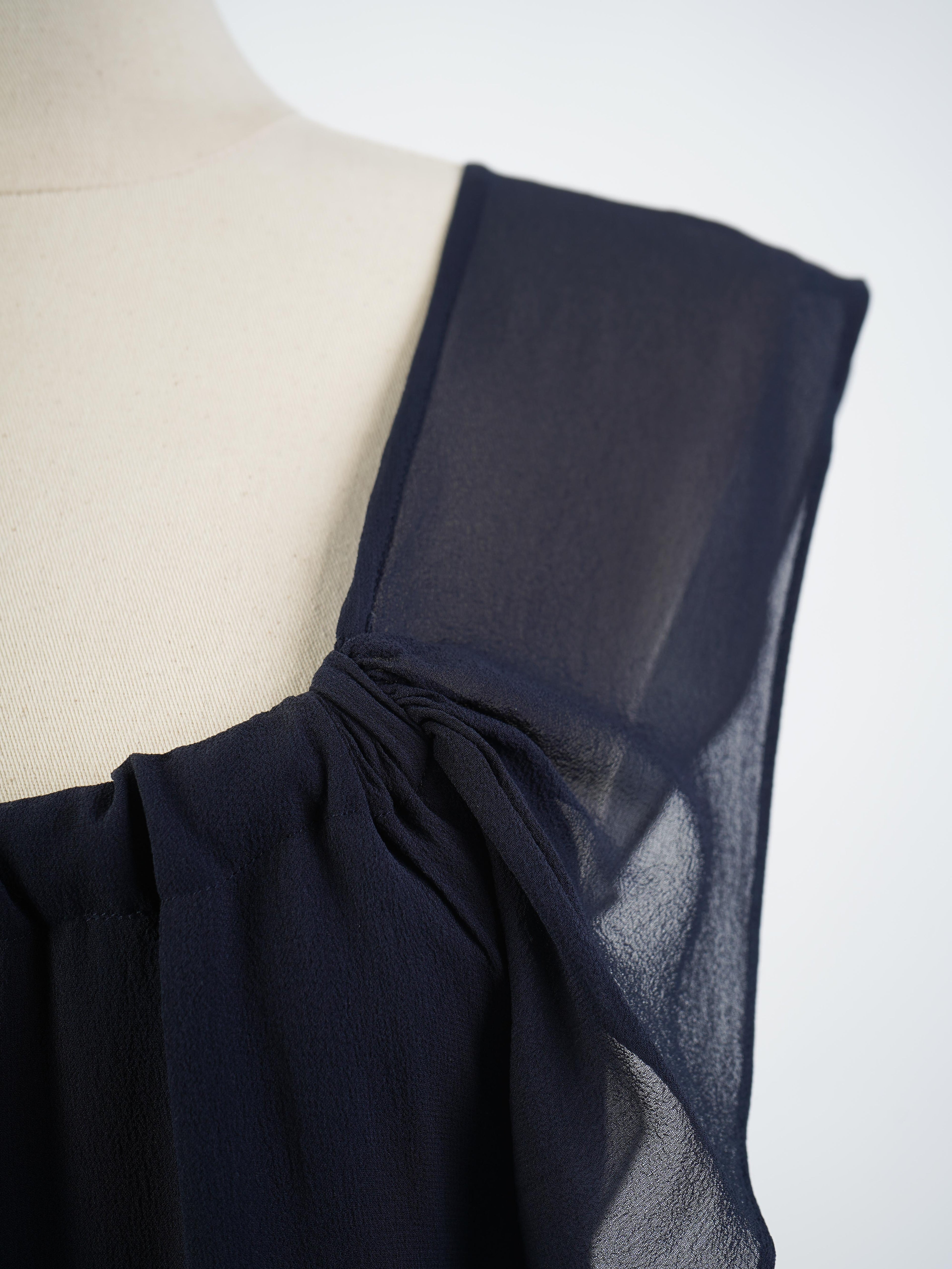 Excellent Armani Exchange Blue Silk Blouse Size S with Ruffles