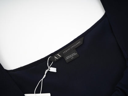 Excellent Armani Exchange Blue Silk Blouse Size S with Ruffles