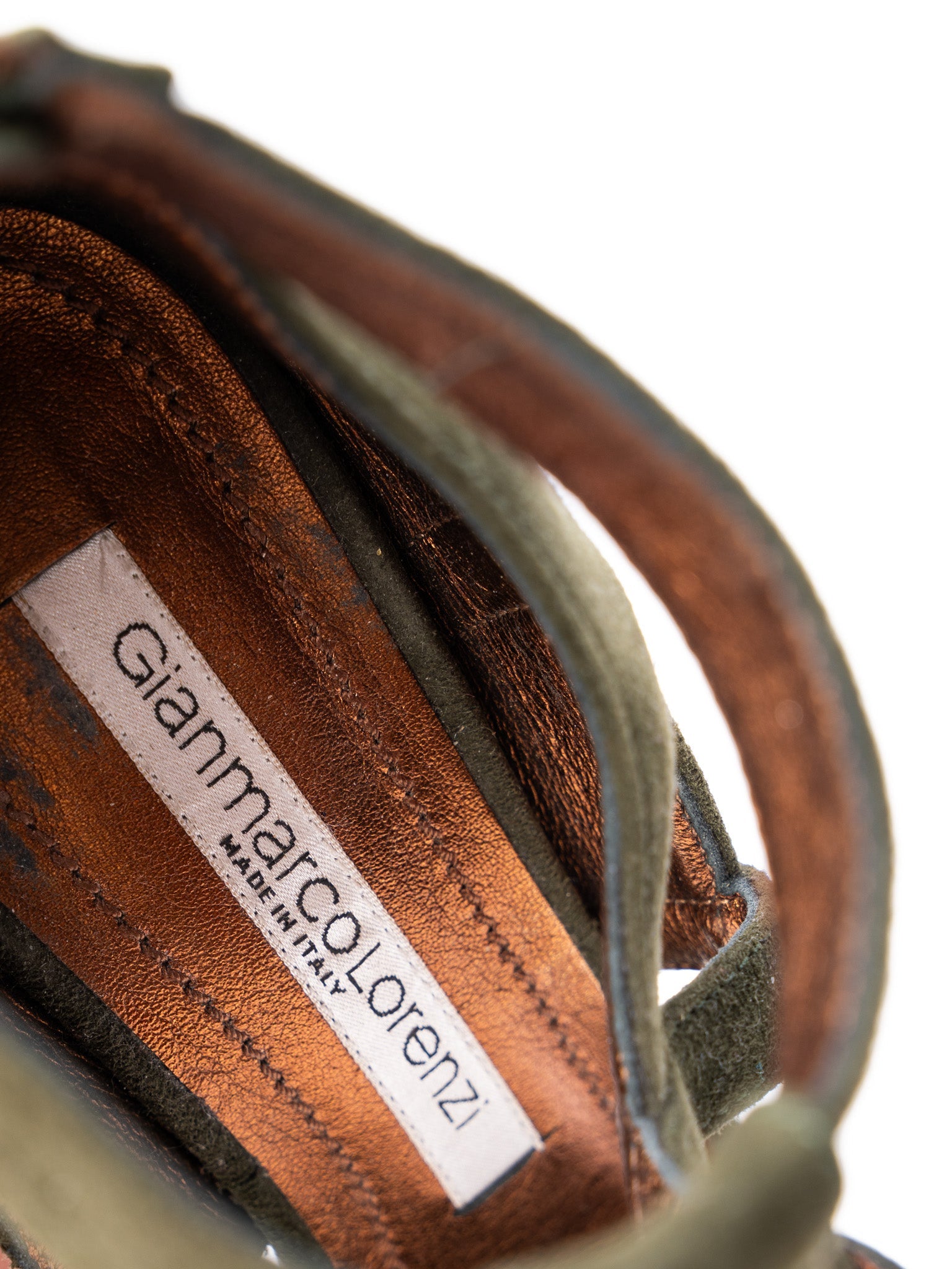 Perfect Gianmarco Lorenzi Green Genuine Suede High-Heeled Sandals Size 36.5