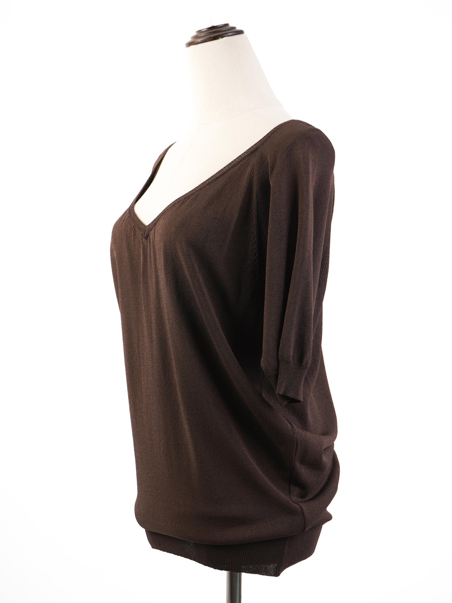 Excellent Max Mara Orange Viscose V-Neck Sweater Size S