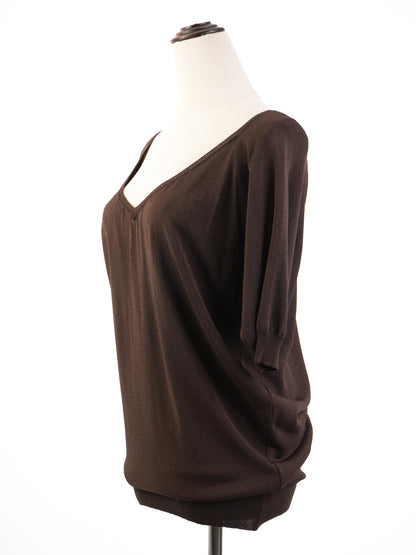 Excellent Max Mara Orange Viscose V-Neck Sweater Size S