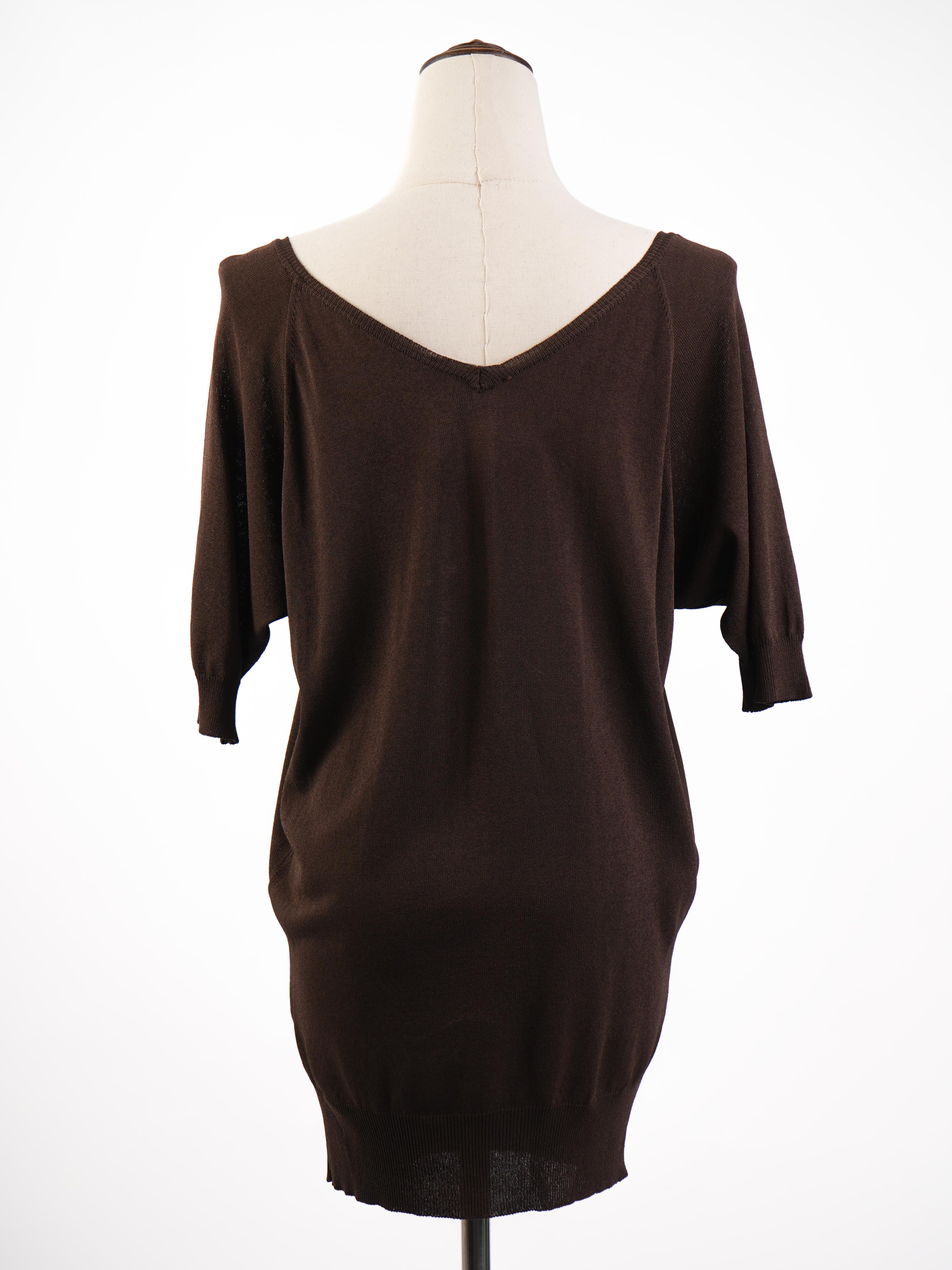 Excellent Max Mara Orange Viscose V-Neck Sweater Size S