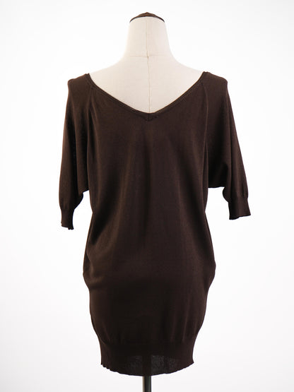 Excellent Max Mara Orange Viscose V-Neck Sweater Size S