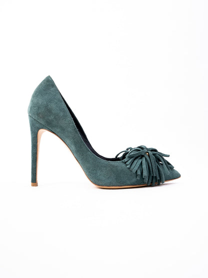Excellent R&amp;Renzi Green Leather High-Heeled Pumps Size 36.5