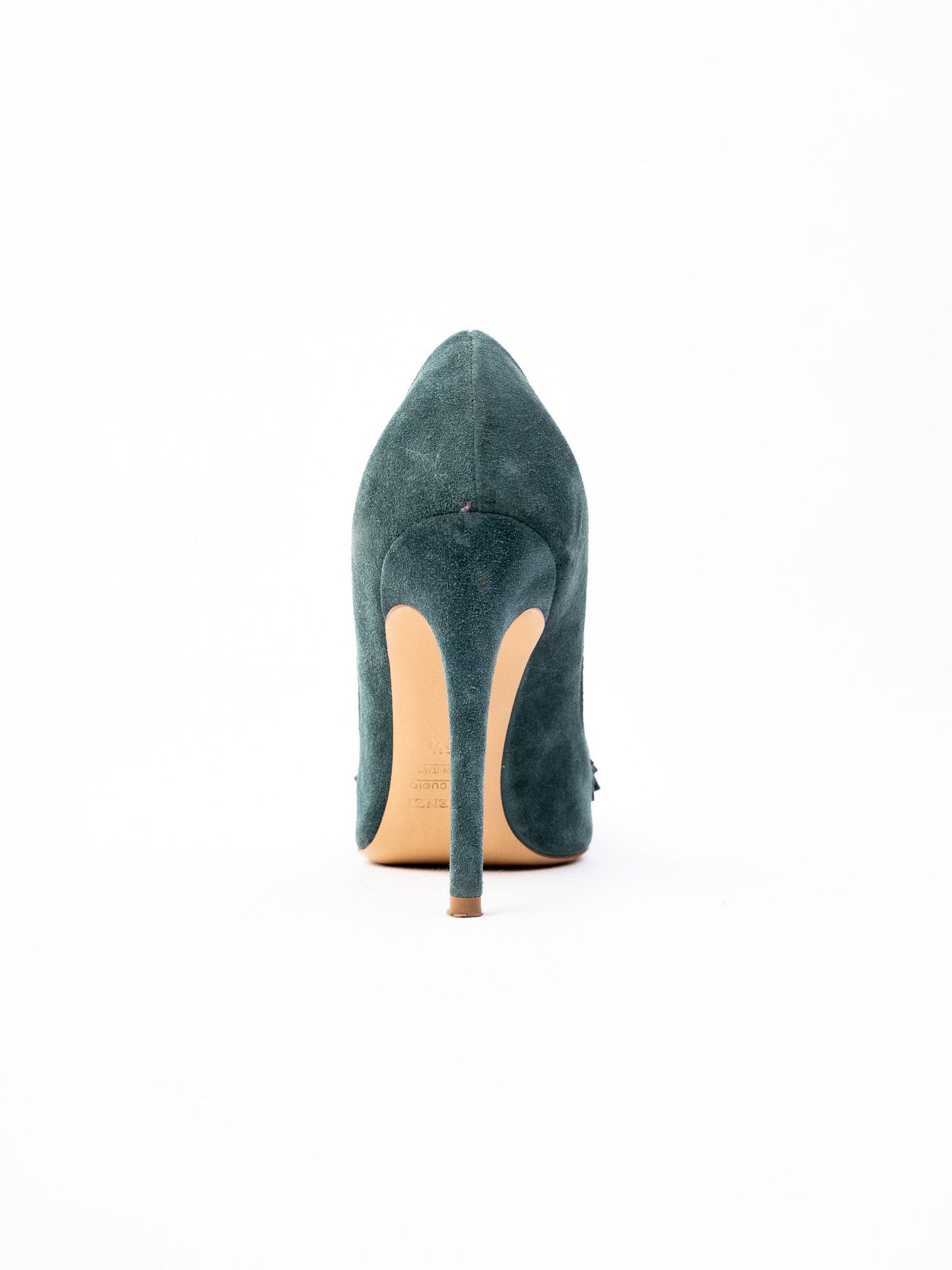 Excellent R&amp;Renzi Green Leather High-Heeled Pumps Size 36.5