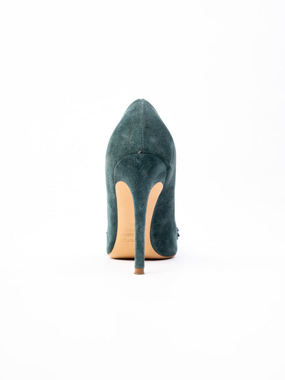 Excellent R&amp;Renzi Green Leather High-Heeled Pumps Size 36.5