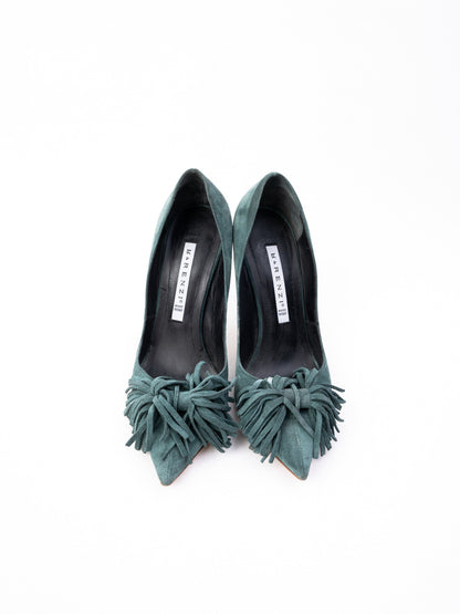 Excellent R&amp;Renzi Green Leather High-Heeled Pumps Size 36.5