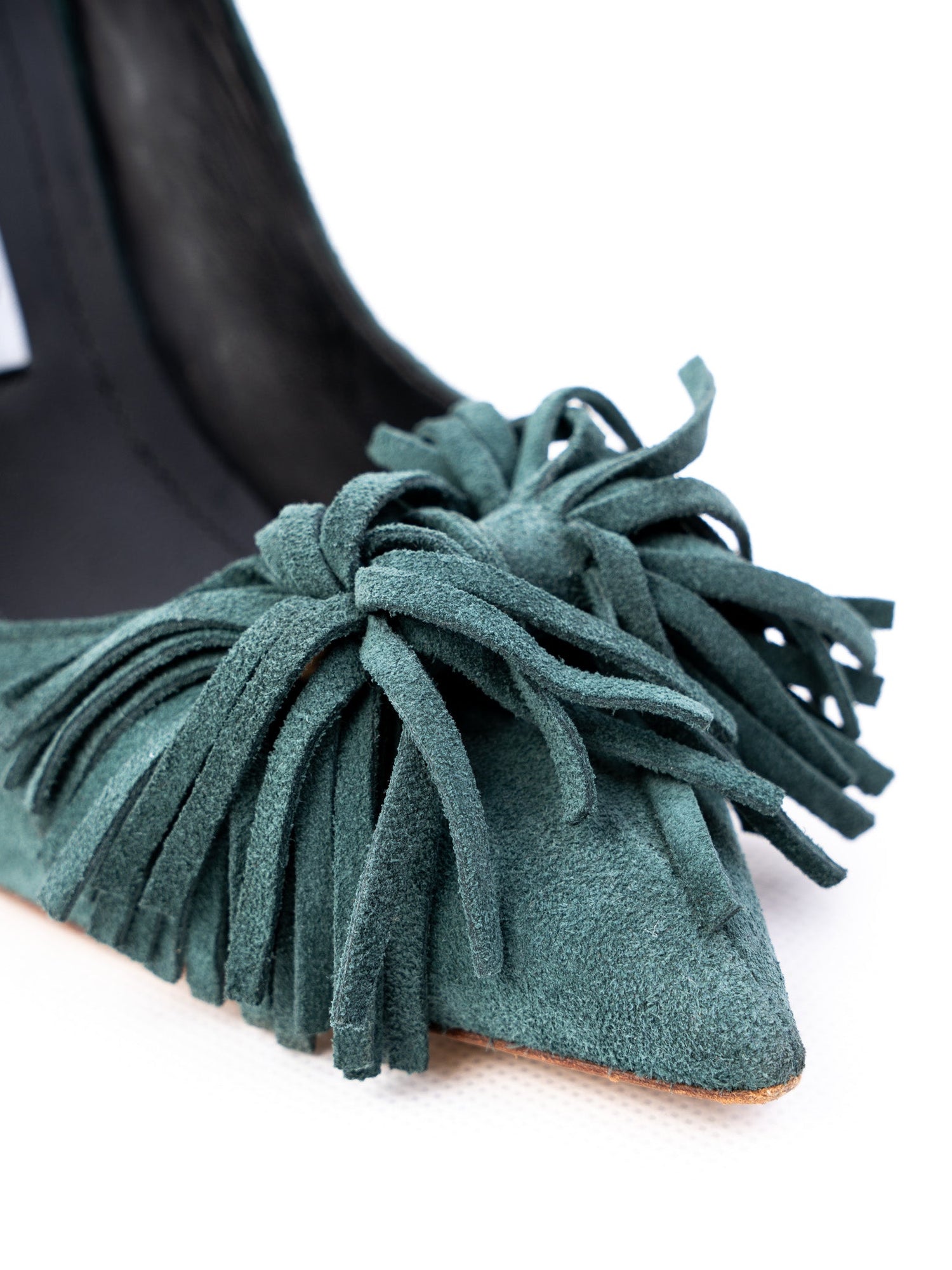 Excellent R&amp;Renzi Green Leather High-Heeled Pumps Size 36.5