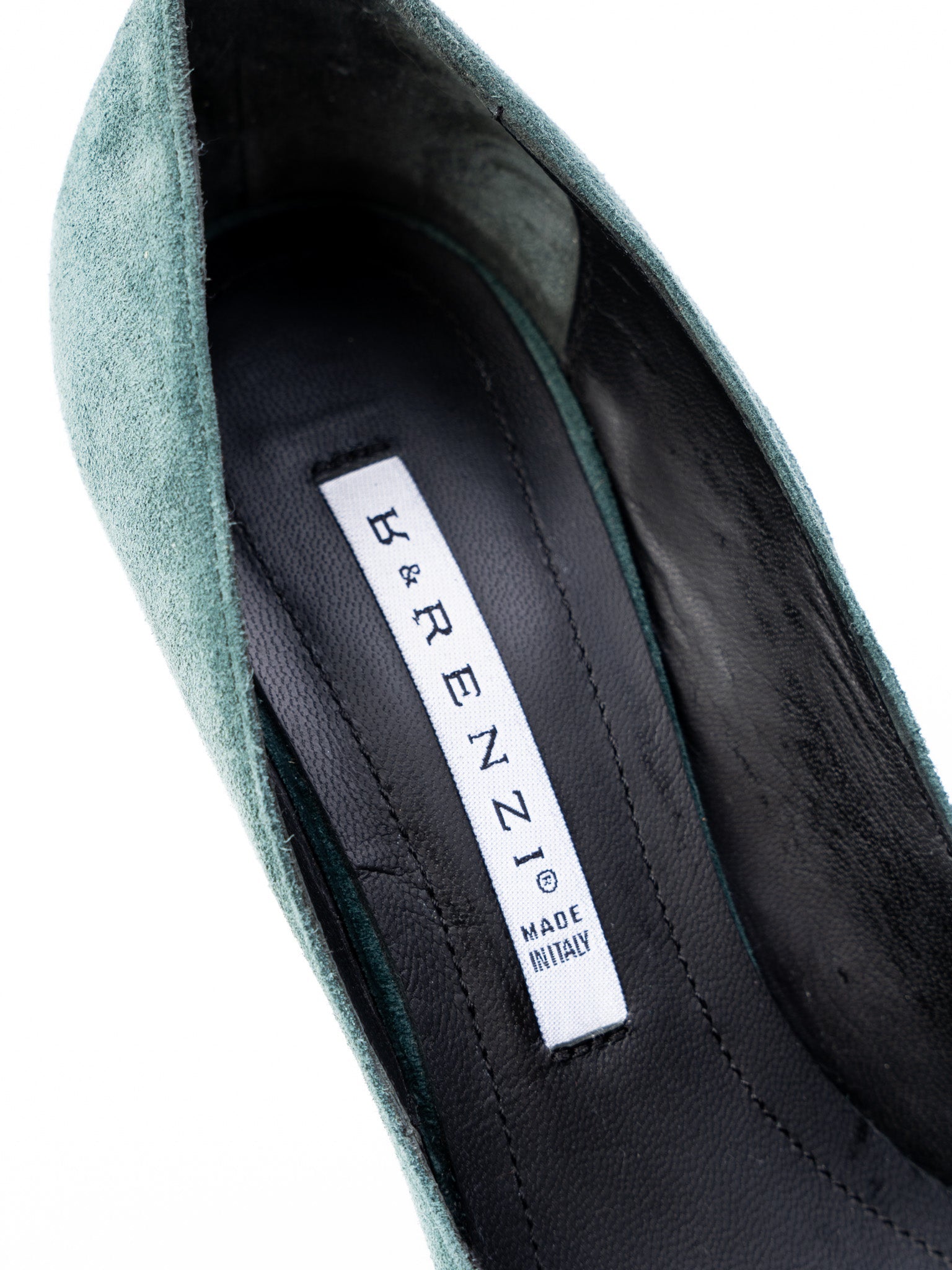 Excellent R&amp;Renzi Green Leather High-Heeled Pumps Size 36.5