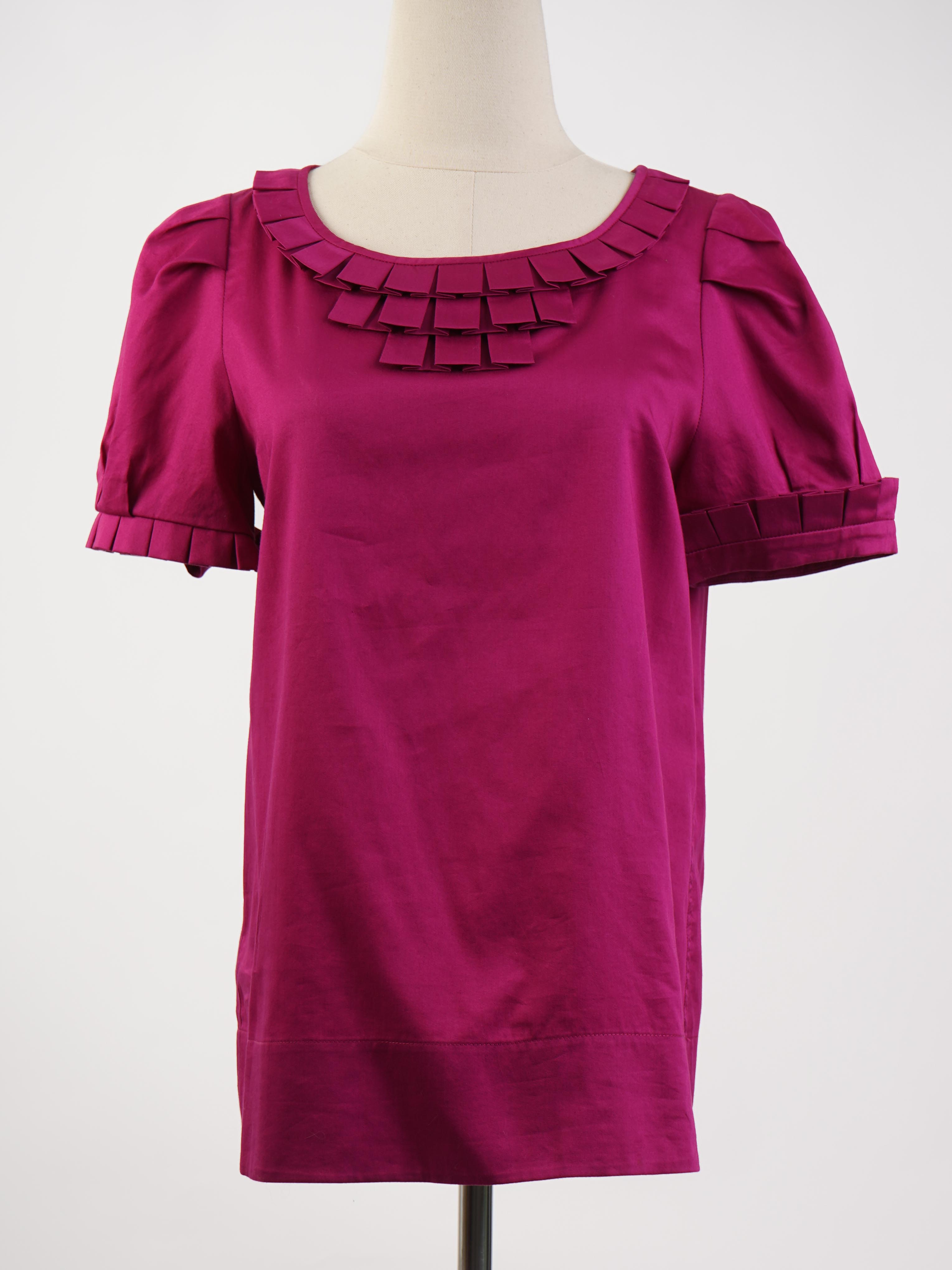Excellent Marc Jacobs Purple Cotton Blouse Size S with Pleats