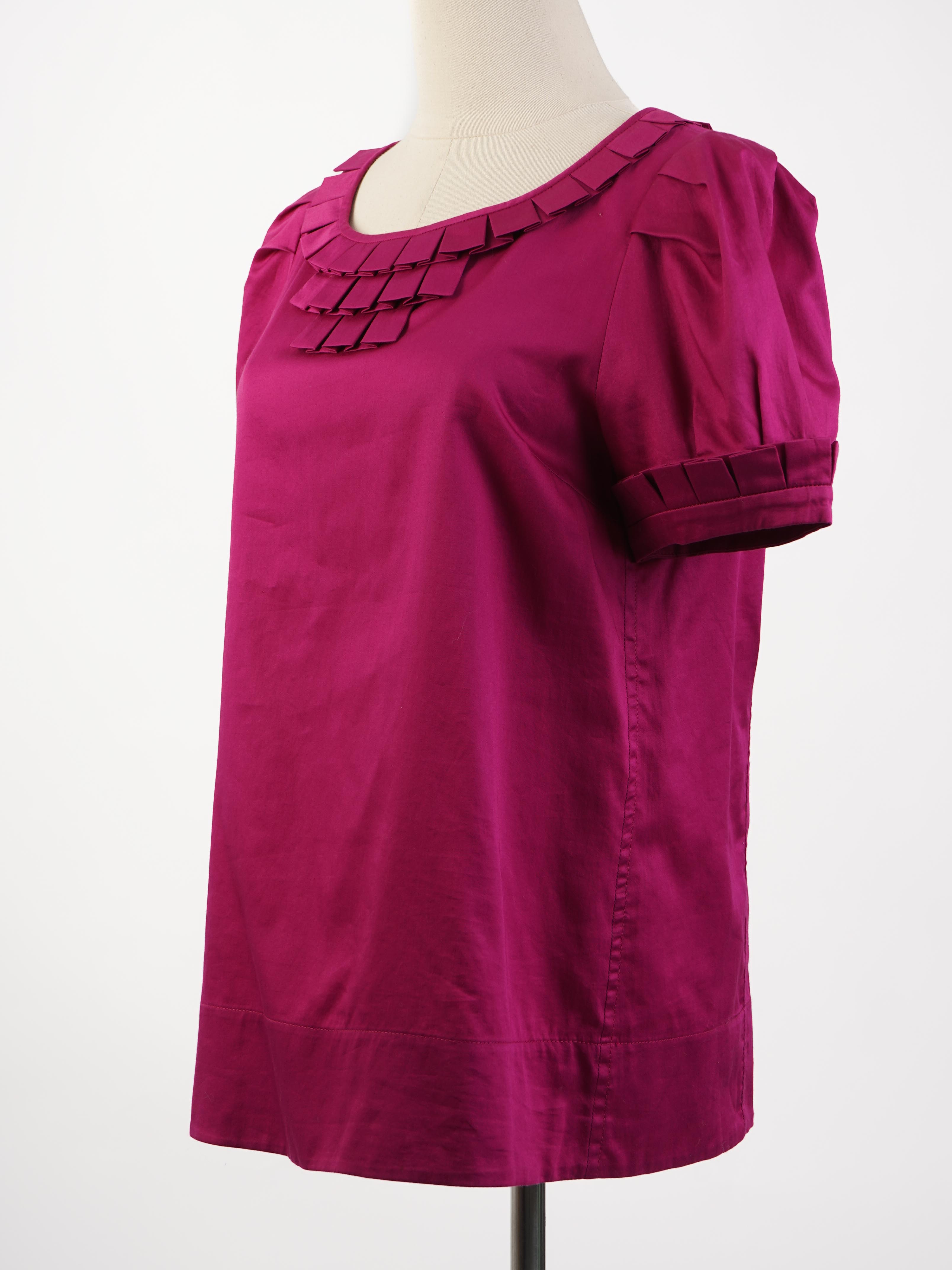 Excellent Marc Jacobs Purple Cotton Blouse Size S with Pleats