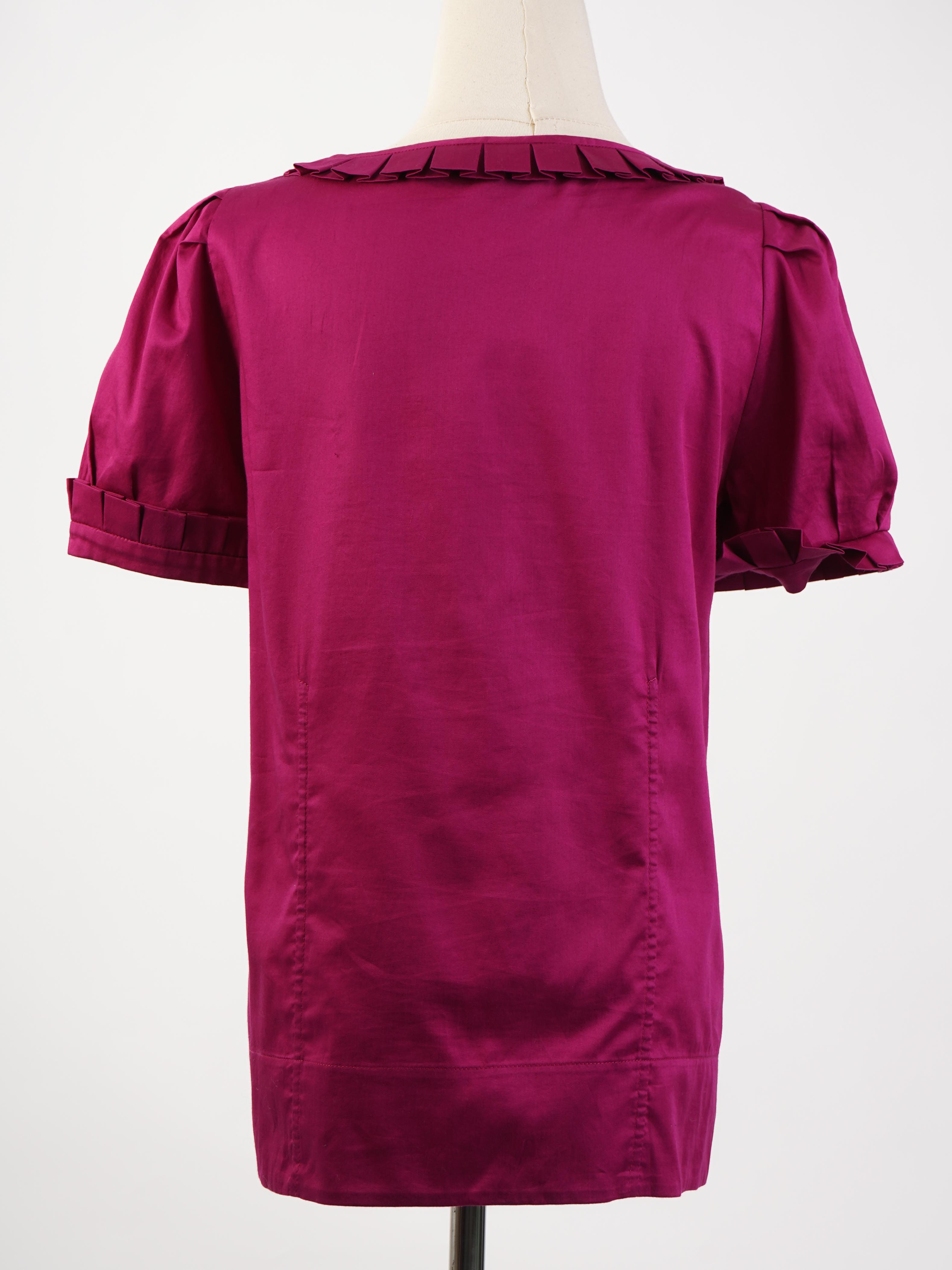 Excellent Marc Jacobs Purple Cotton Blouse Size S with Pleats