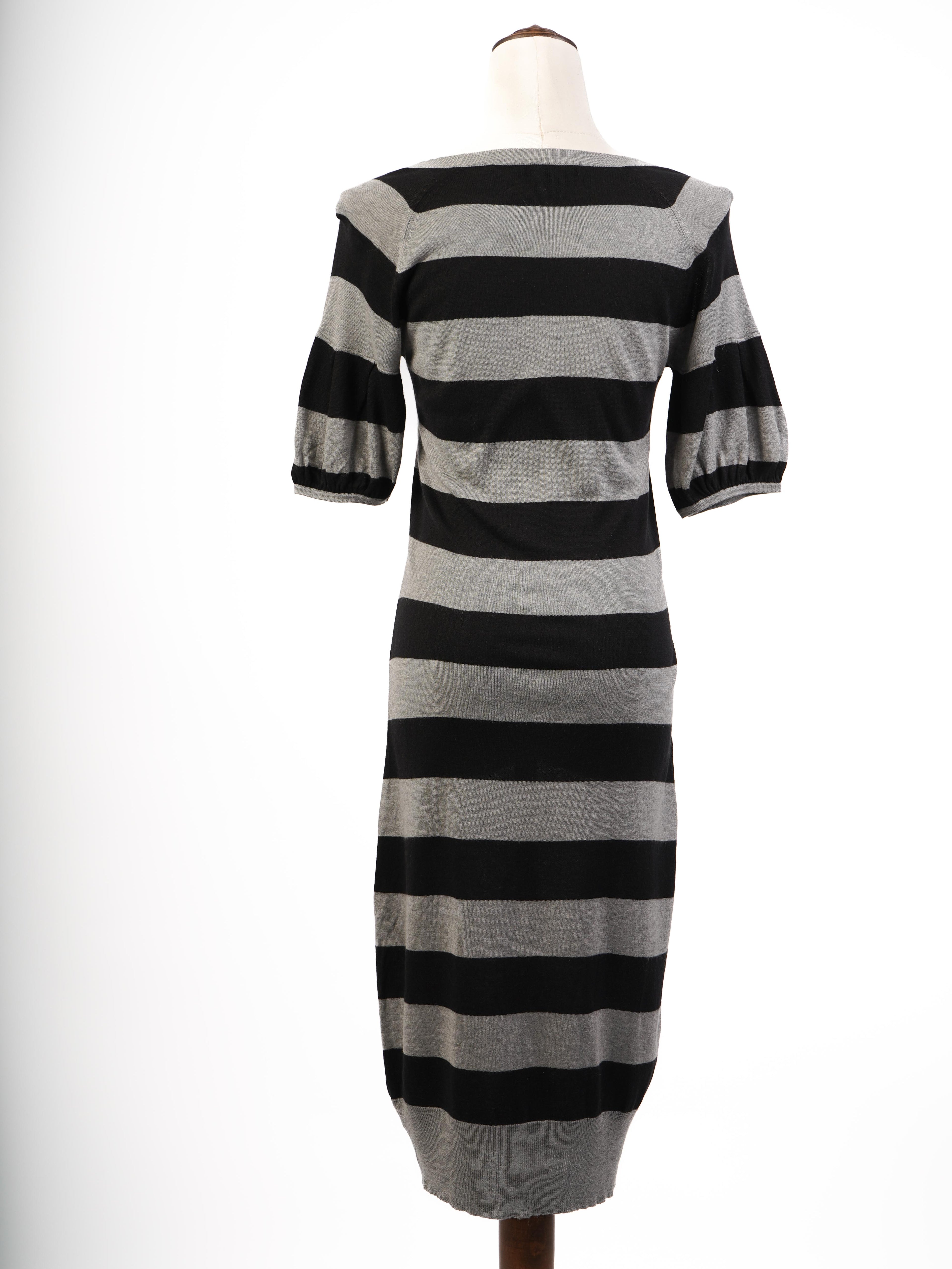 Excellent Weekend MaxMara Black Gray Striped Dress Size S
