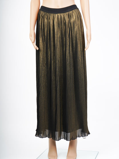 Excellent TWINSET Black &amp; Gold Pleated Skirt Size XS Polyester