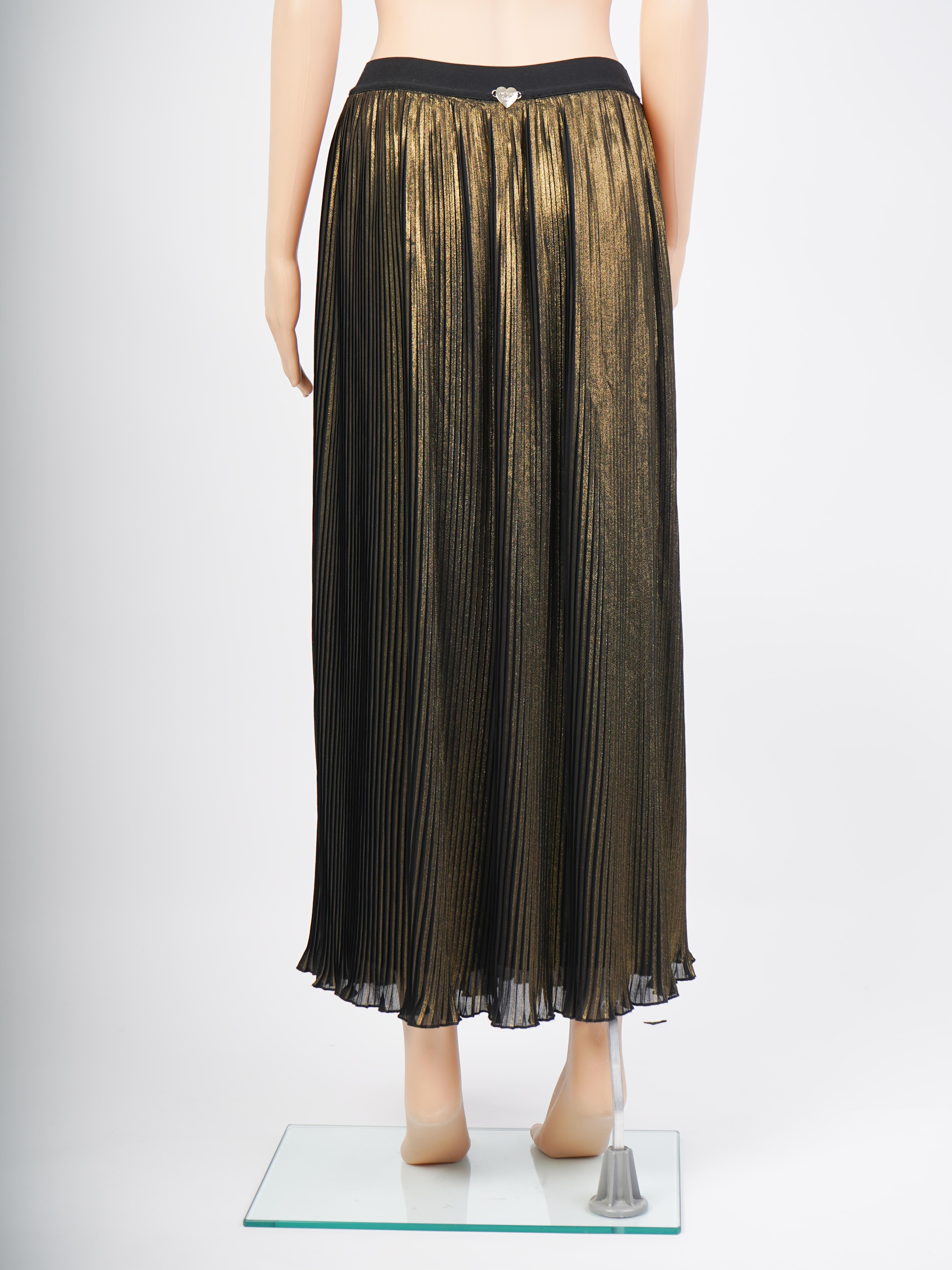 Excellent TWINSET Black &amp; Gold Pleated Skirt Size XS Polyester