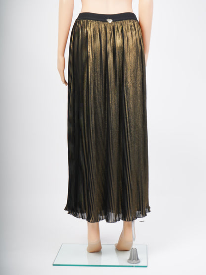 Excellent TWINSET Black &amp; Gold Pleated Skirt Size XS Polyester