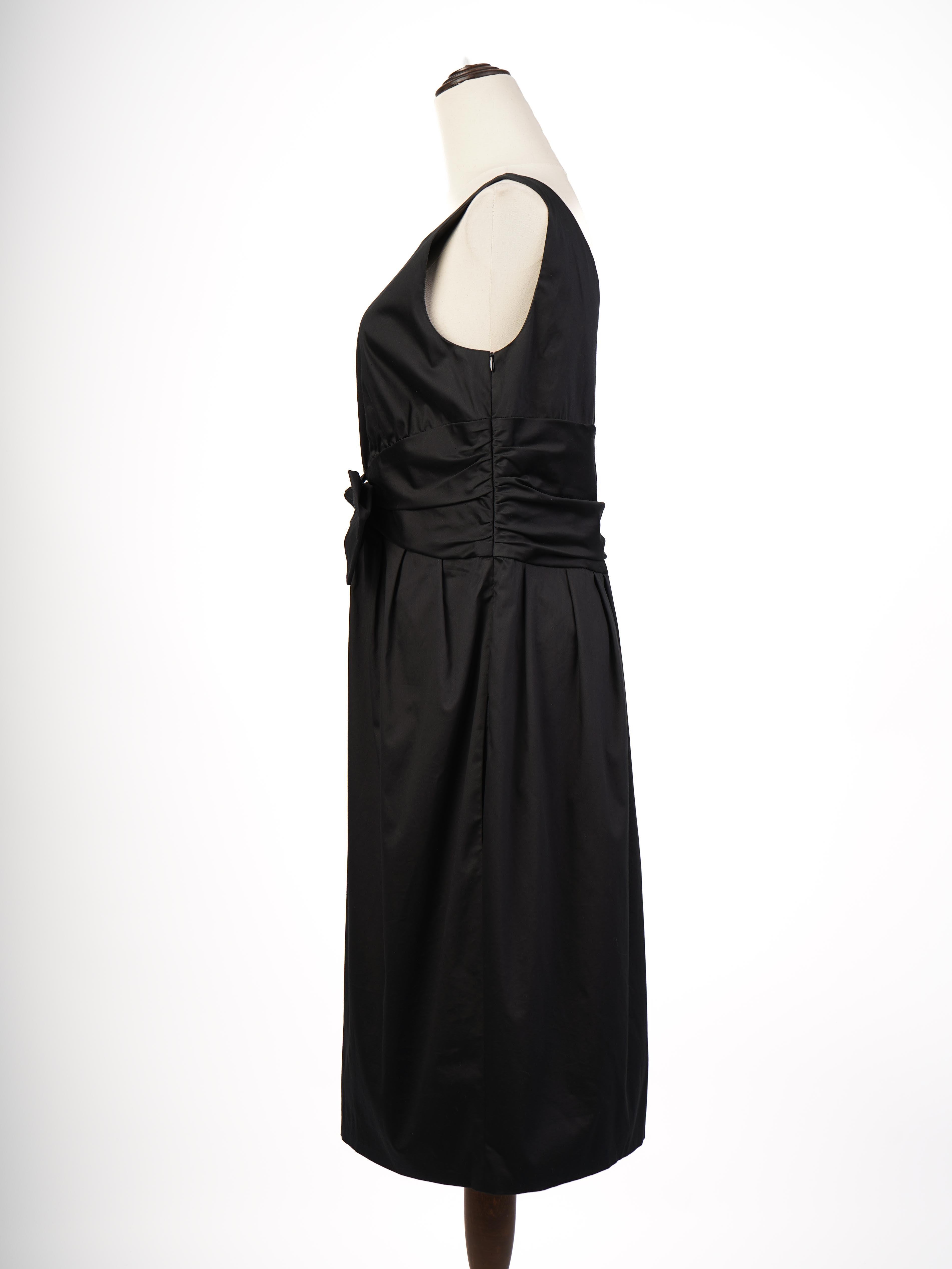 Excellent Moschino Black Nylon Sleeveless Dress Size L with Bow