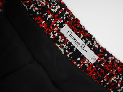 NEW Dior Red Silk Skirt Size S with Textured Pattern