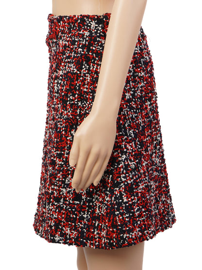 NEW Dior Red Silk Skirt Size S with Textured Pattern