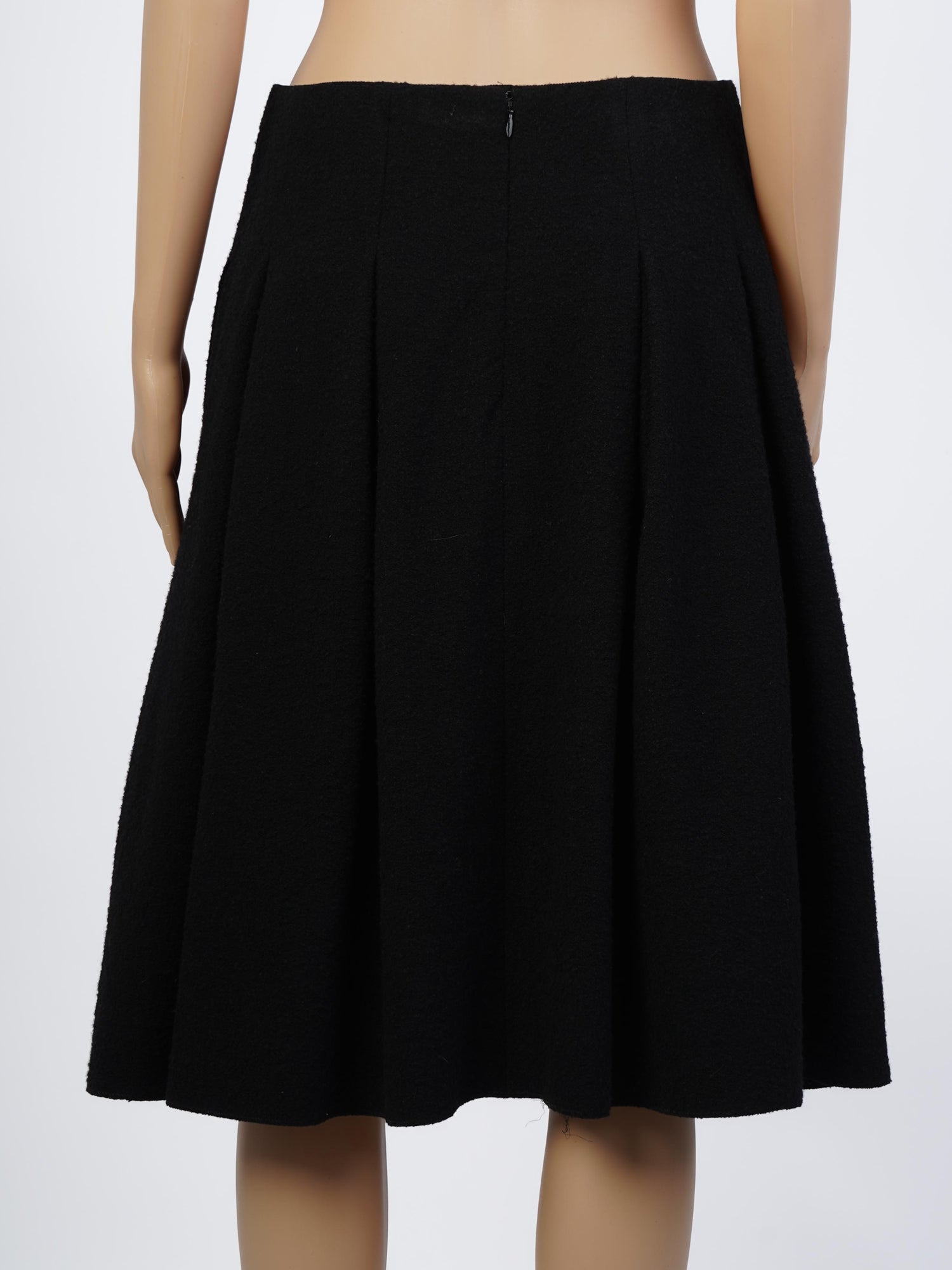 Oscar de la Renta Black Wool A-Line Skirt Size L Excellent Condition