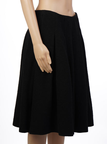 Oscar de la Renta Black Wool A-Line Skirt Size L Excellent Condition