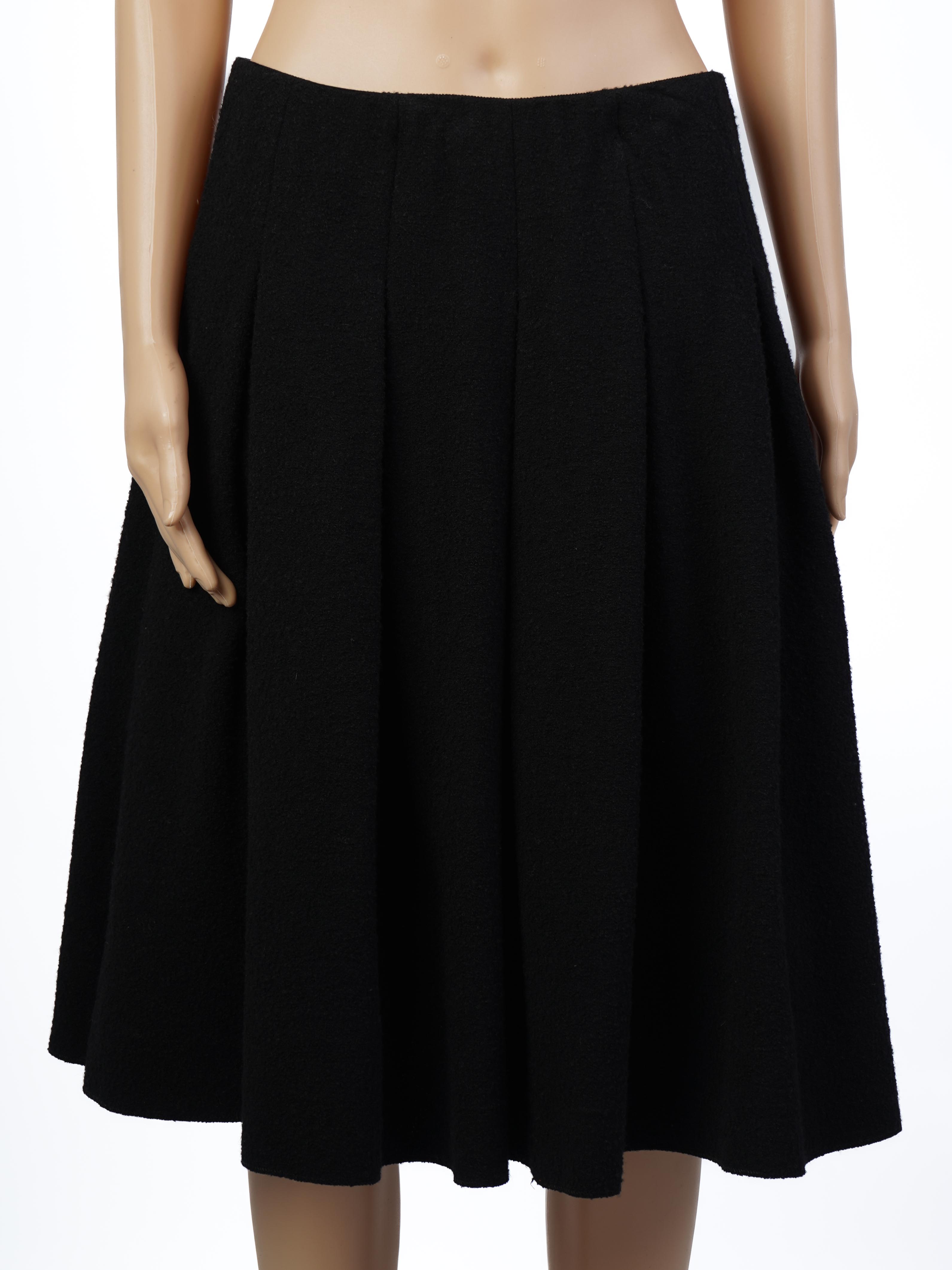 Oscar de la Renta Black Wool A-Line Skirt Size L Excellent Condition