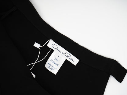 Oscar de la Renta Black Wool A-Line Skirt Size L Excellent Condition