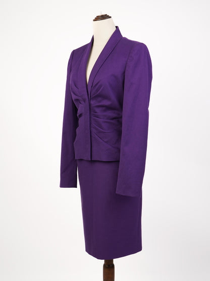 Excellent Versace Women’s Purple Cotton Suit Size M Blazer &amp; Skirt