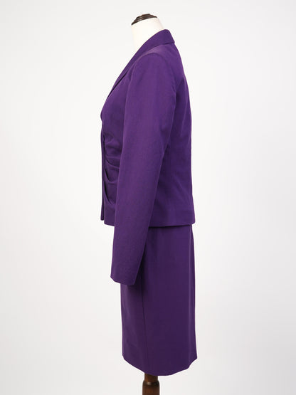 Excellent Versace Women’s Purple Cotton Suit Size M Blazer &amp; Skirt