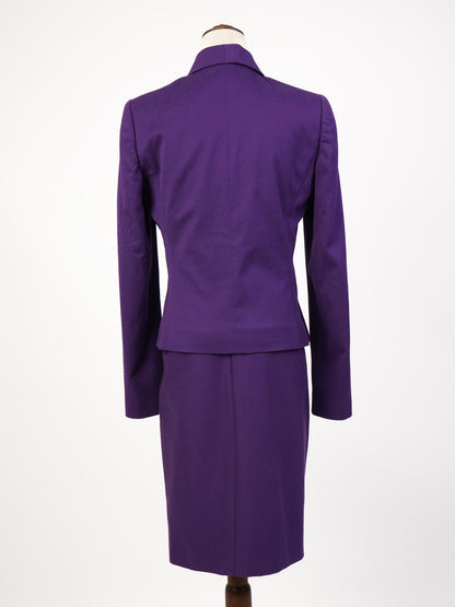 Excellent Versace Women’s Purple Cotton Suit Size M Blazer &amp; Skirt