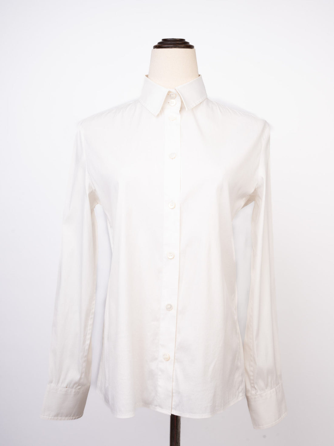 Excellent Armani Collezioni White Cotton Long-Sleeve Button-Up Shirt