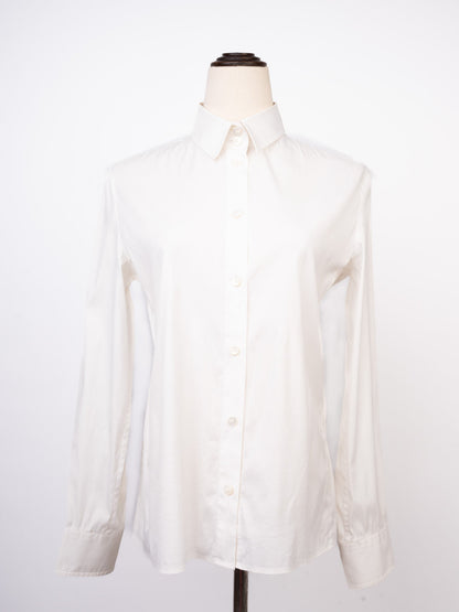 Excellent Armani Collezioni White Cotton Long-Sleeve Button-Up Shirt