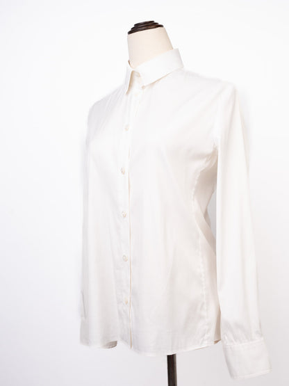Excellent Armani Collezioni White Cotton Long-Sleeve Button-Up Shirt