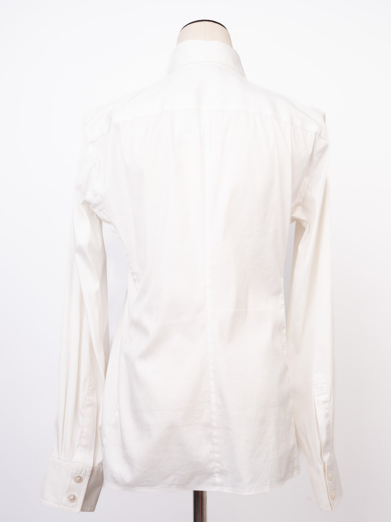 Excellent Armani Collezioni White Cotton Long-Sleeve Button-Up Shirt