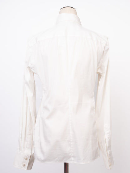 Excellent Armani Collezioni White Cotton Long-Sleeve Button-Up Shirt