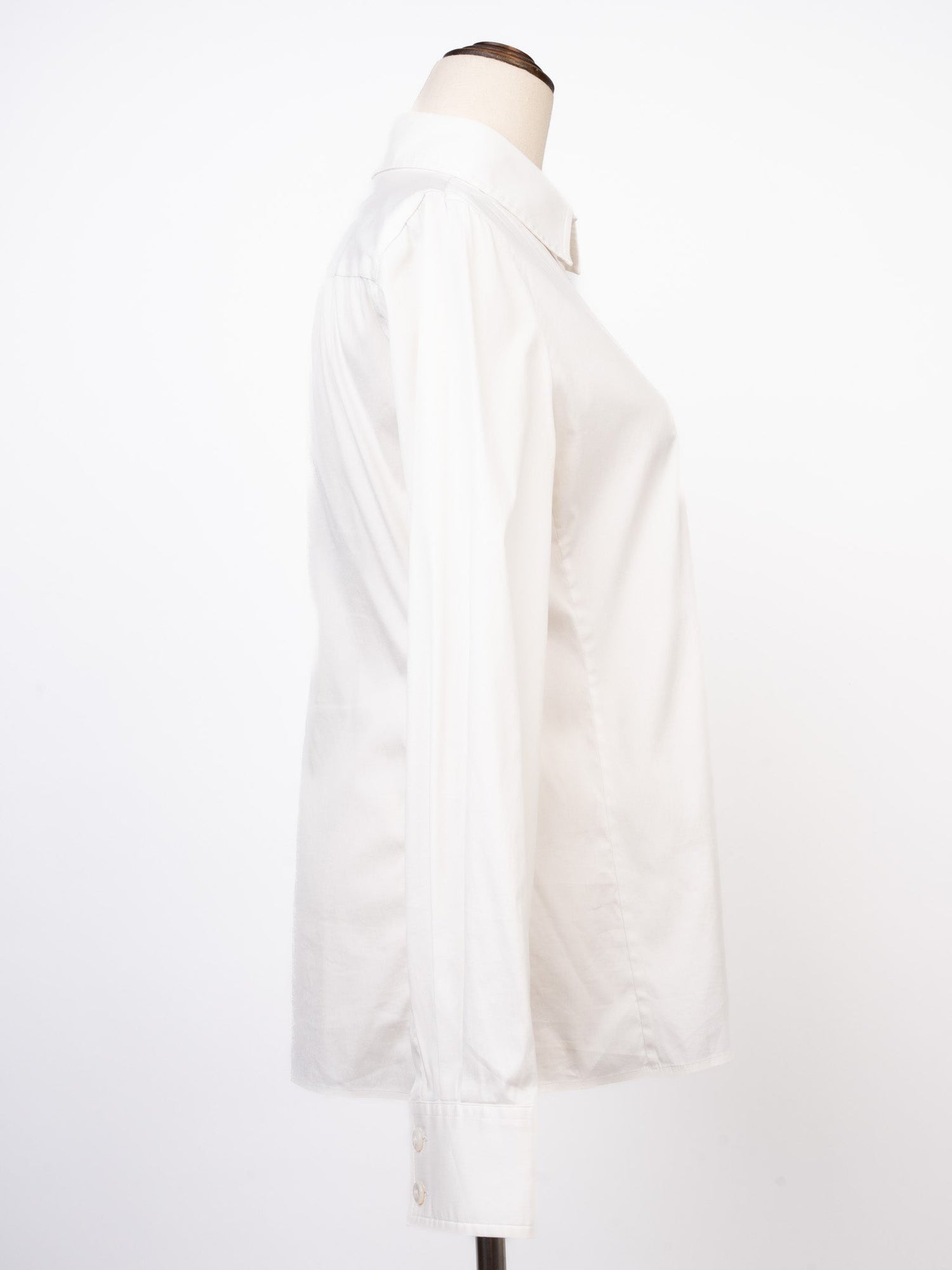 Excellent Armani Collezioni White Cotton Long-Sleeve Button-Up Shirt