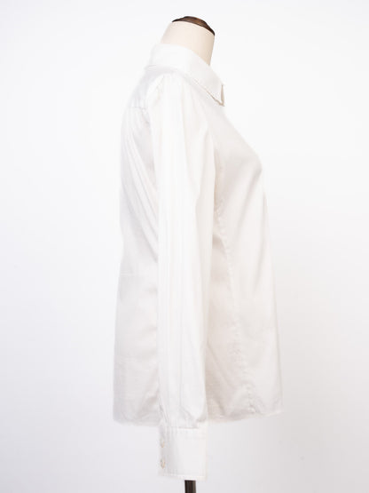 Excellent Armani Collezioni White Cotton Long-Sleeve Button-Up Shirt